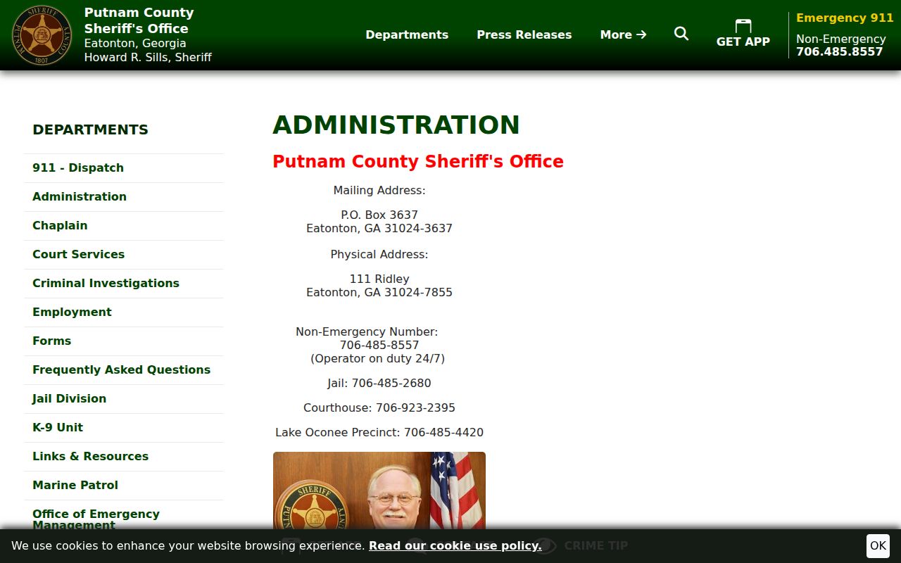 Putnam County criminal records sheriff headquarters contacts