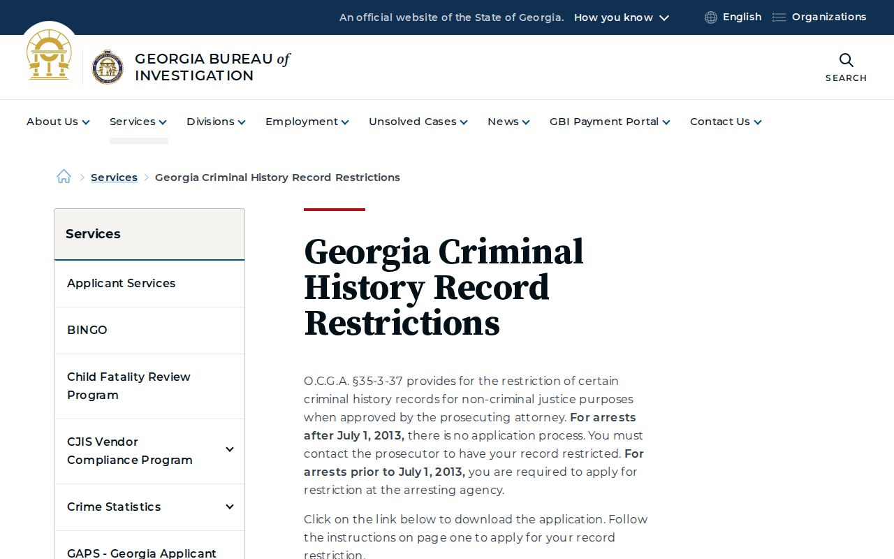 Putnam County criminal record restriction process distinct from registry relief